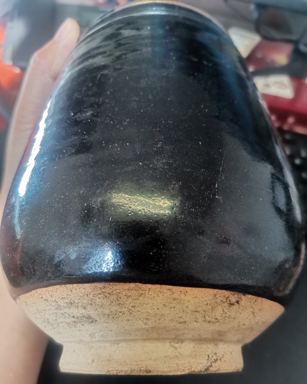 古玩陶瓷磁州窯黑釉雞心罐形花器拍賣,當前價格8800元