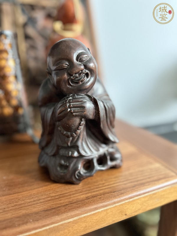 古玩木雕大肚佛（也稱彌勒佛，布袋羅漢）真品鑒賞圖