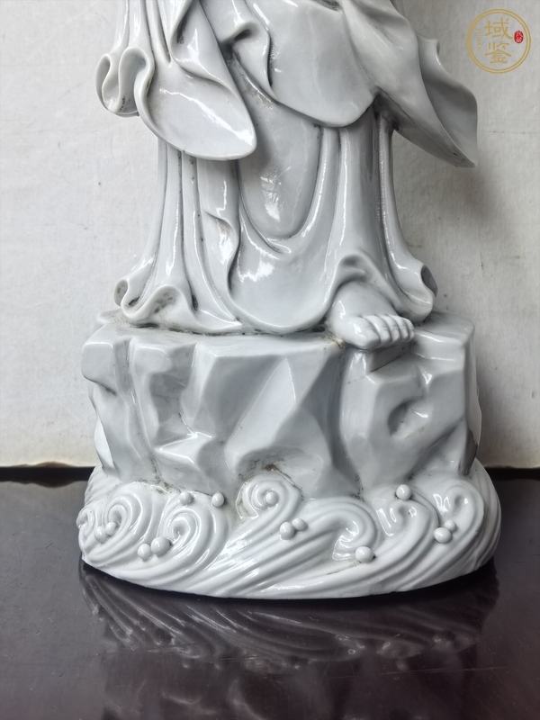 古玩陶瓷大幾十年德化窯白釉持如意觀音塑像真品鑒賞圖