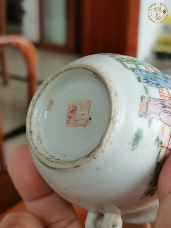 古玩陶瓷清晚期 粉彩竹林七賢鳥食缸真品鑒賞圖