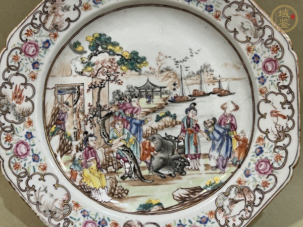 古玩陶瓷廣琺瑯人物故事紋盤真品鑒賞圖