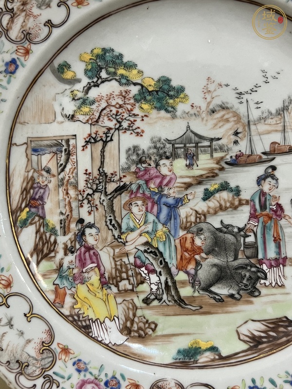 古玩陶瓷廣琺瑯人物故事紋盤真品鑒賞圖