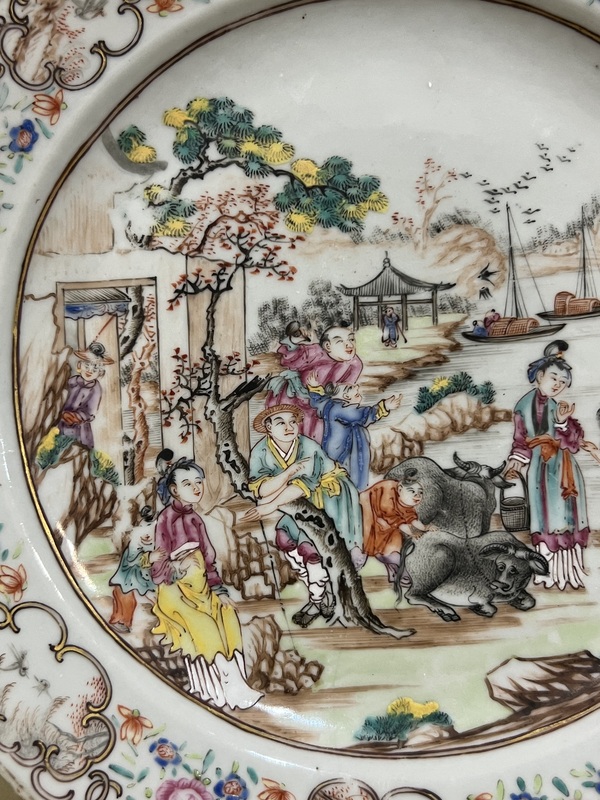 古玩陶瓷乾隆|廣琺瑯彩闔家歡八棱紋盤拍賣,當前價格8500元