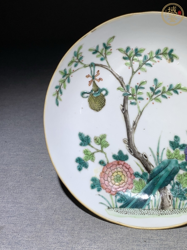 古玩陶瓷富貴萬代粉彩盤真品鑒賞圖