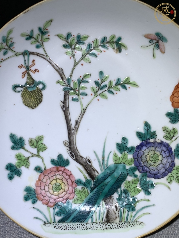 古玩陶瓷富貴萬代粉彩盤真品鑒賞圖