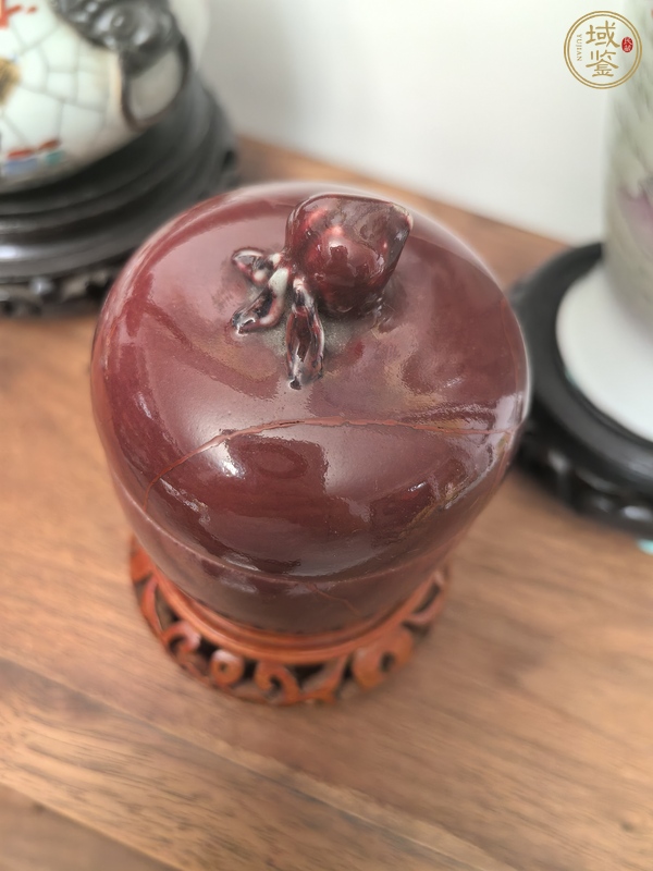 古玩陶瓷清中期祭紅釉溫酒器真品鑒賞圖
