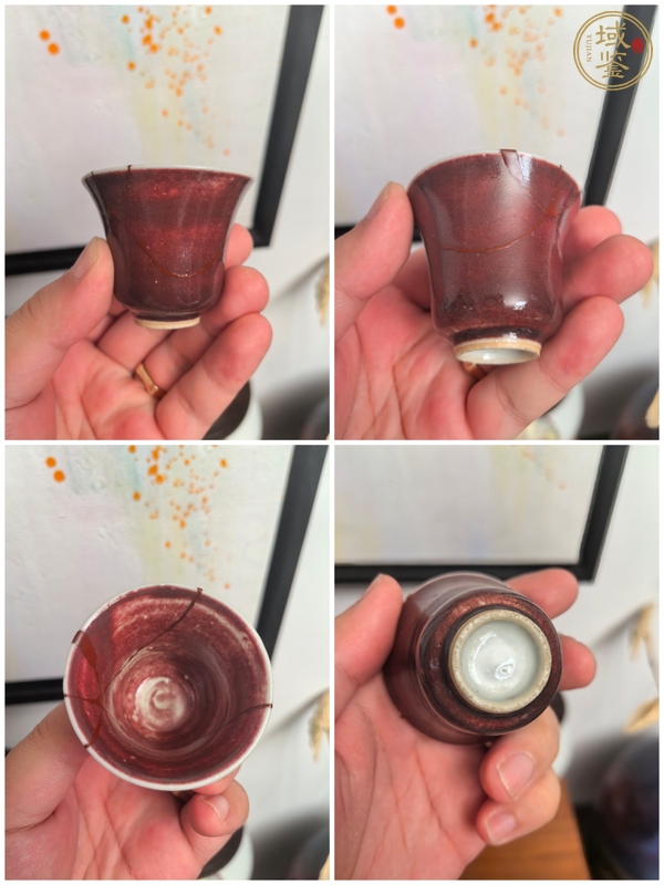 古玩陶瓷清中期祭紅釉溫酒器真品鑒賞圖