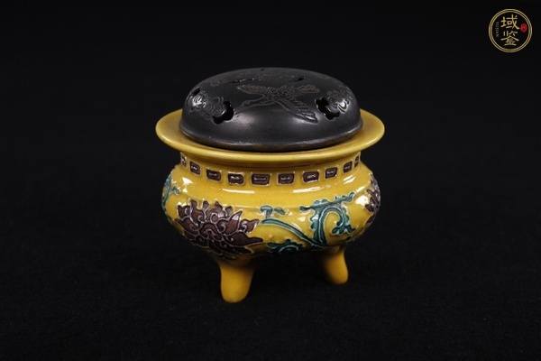 古玩陶瓷民國 素三彩花卉紋香爐（日本交趾）真品鑒賞圖