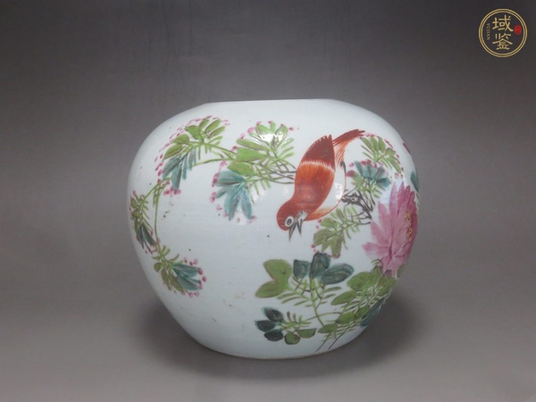 古玩陶瓷花鳥紋西瓜罐真品鑒賞圖