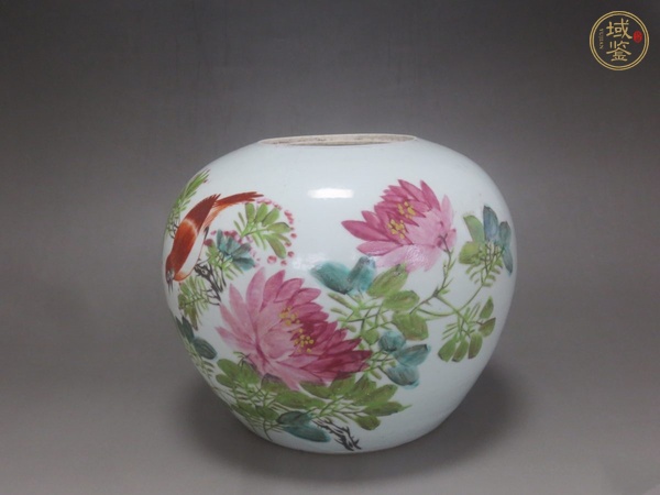 古玩陶瓷花鳥紋西瓜罐真品鑒賞圖