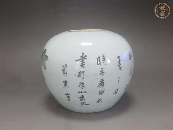 古玩陶瓷花鳥紋西瓜罐真品鑒賞圖