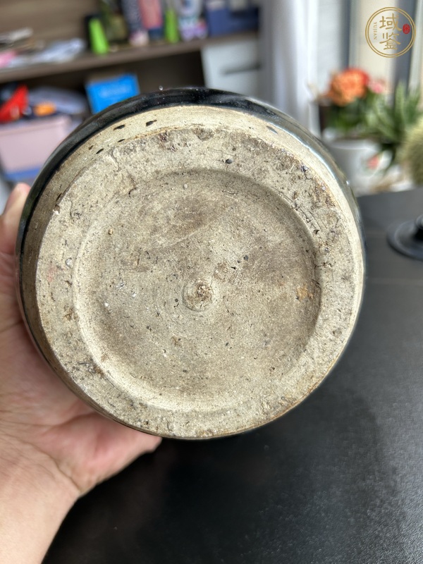 古玩陶瓷耀州窯黑釉弦紋玉壺春瓶真品鑒賞圖