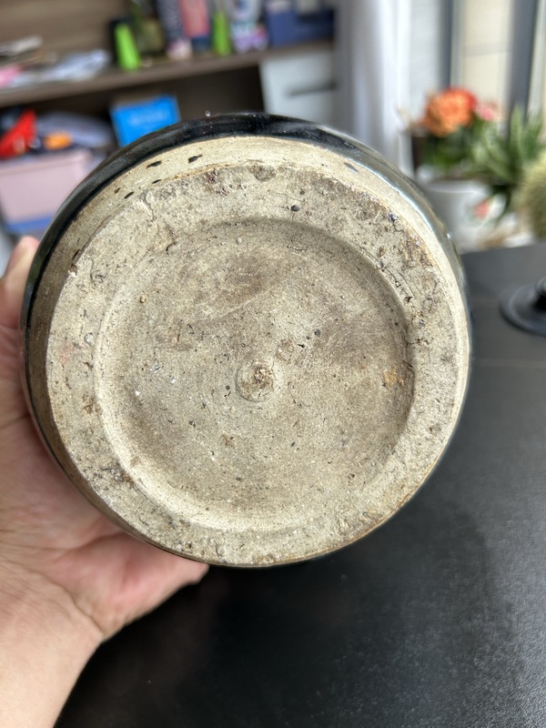古玩陶瓷明代耀州窯黑釉弦紋玉壺春瓶（黑度好）拍賣，當(dāng)前價格128元