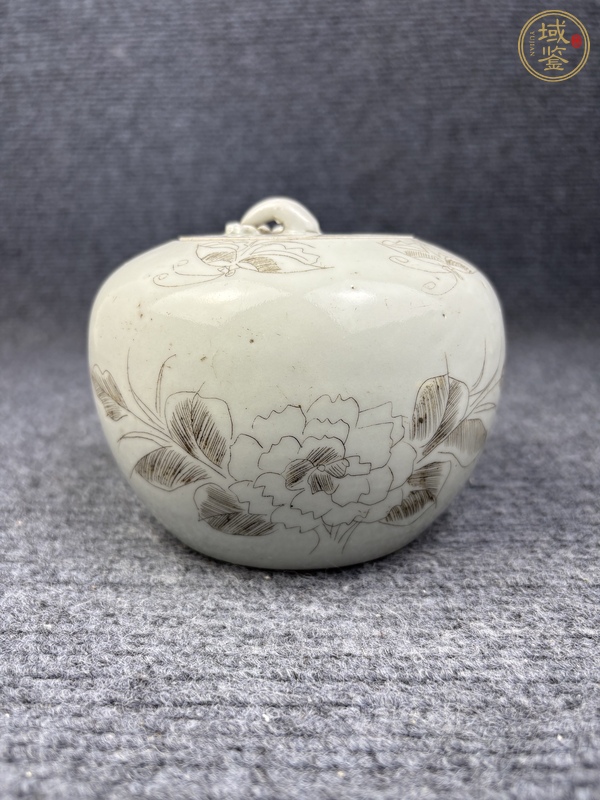 古玩刻瓷牡丹花卉紋圍棋罐真品鑒賞圖