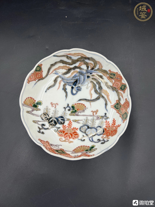 古玩陶瓷日本明治青花彩繪鳳紋盤真品鑒賞圖