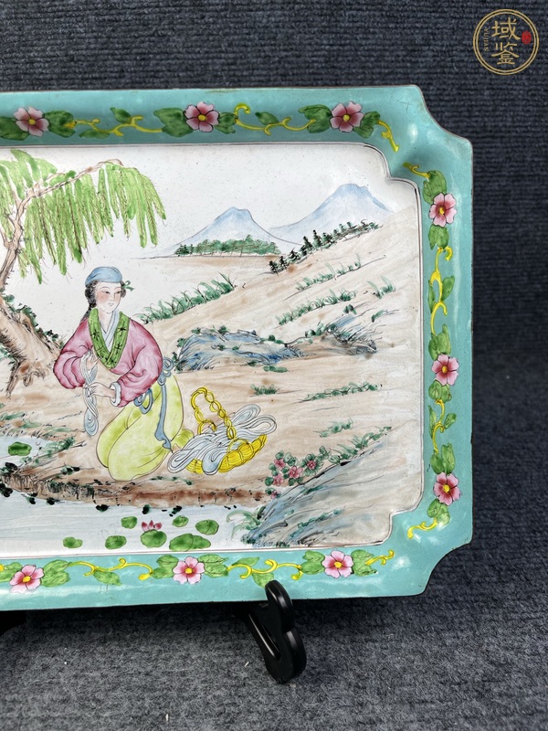 古玩雜項銅胎畫琺瑯人物紋茶盤真品鑒賞圖