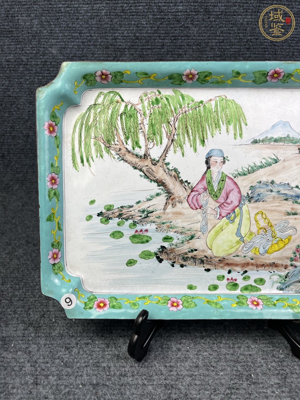 古玩雜項銅胎畫琺瑯人物紋茶盤真品鑒賞圖