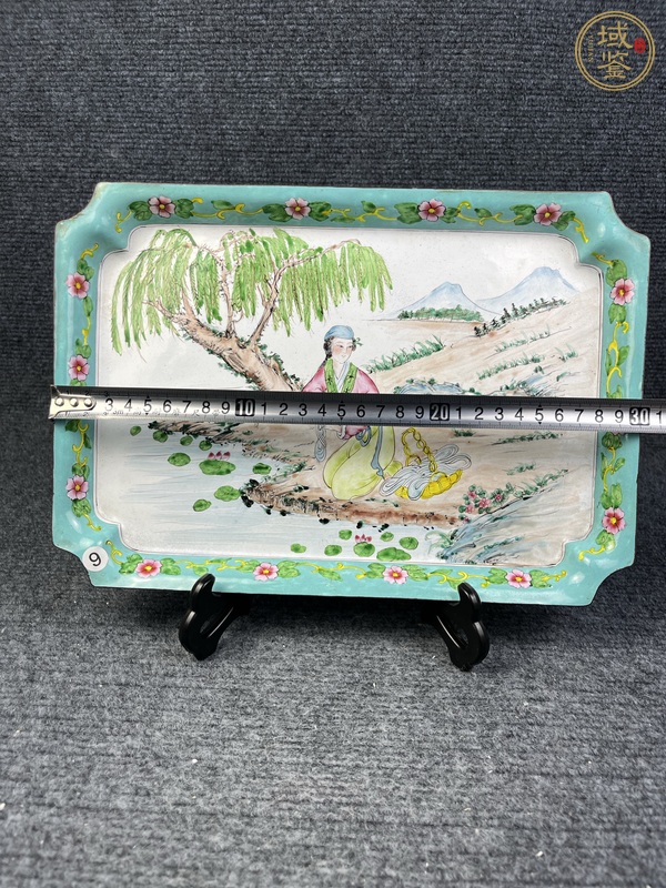 古玩雜項銅胎畫琺瑯人物紋茶盤真品鑒賞圖