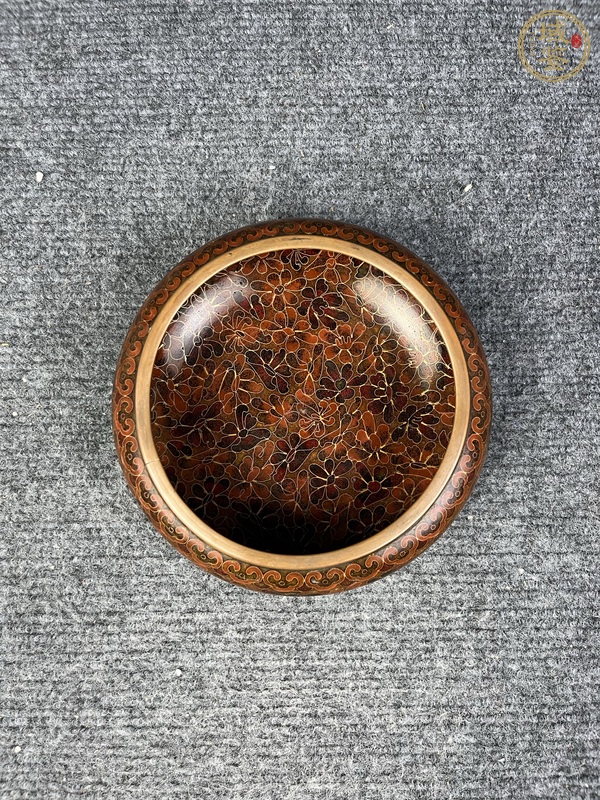 古玩雜項(xiàng)銅胎掐絲琺瑯銅鑼洗真品鑒賞圖