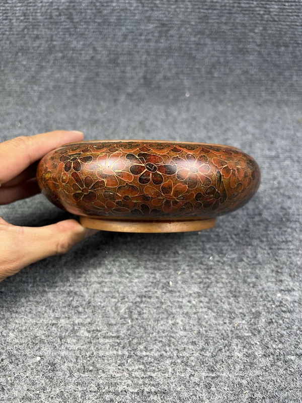 古玩雜項銅胎掐絲琺瑯銅鑼洗拍賣，當前價格666元