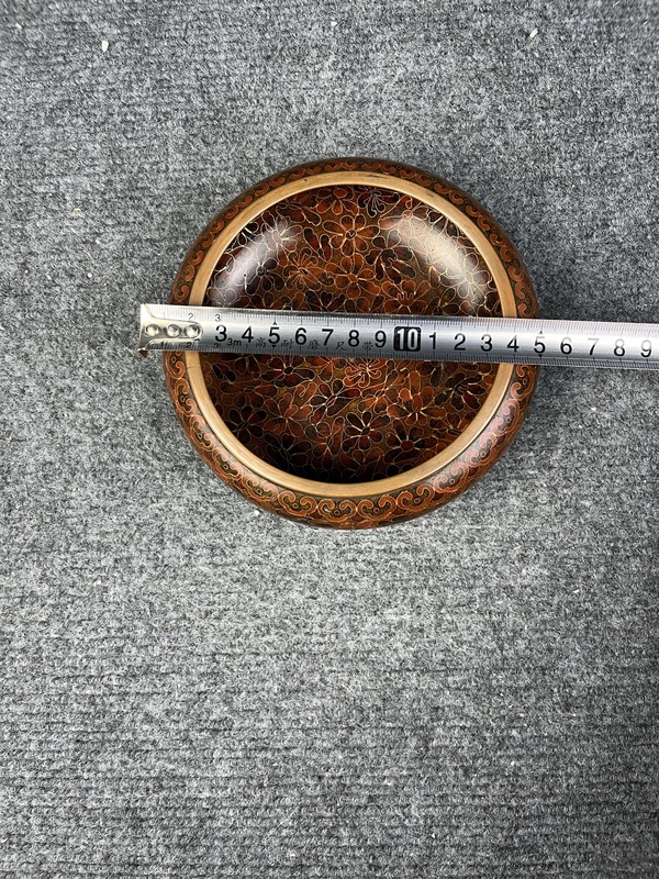 古玩雜項銅胎掐絲琺瑯銅鑼洗拍賣，當前價格666元