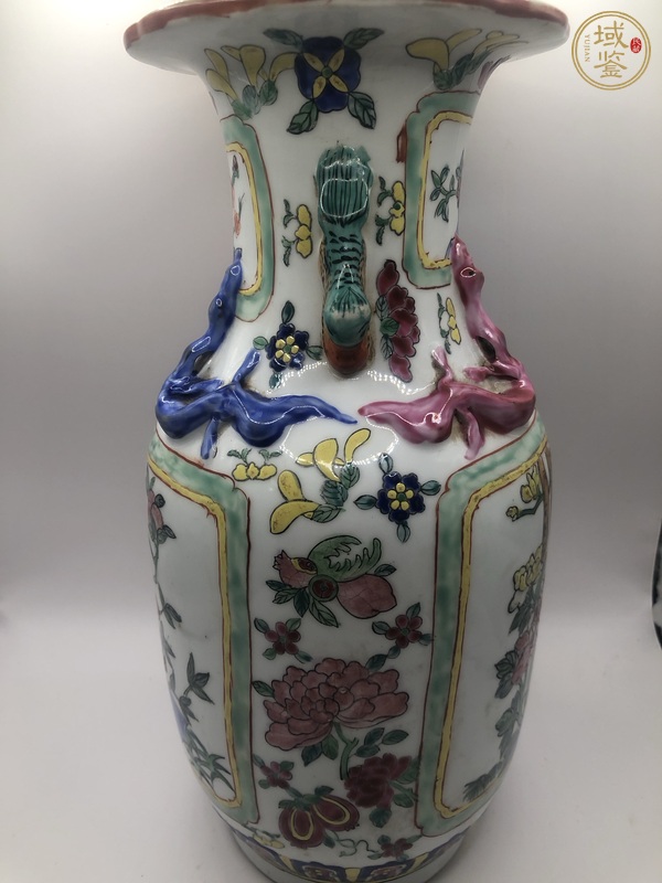 古玩陶瓷粉彩花鳥紋花口瓶真品鑒賞圖