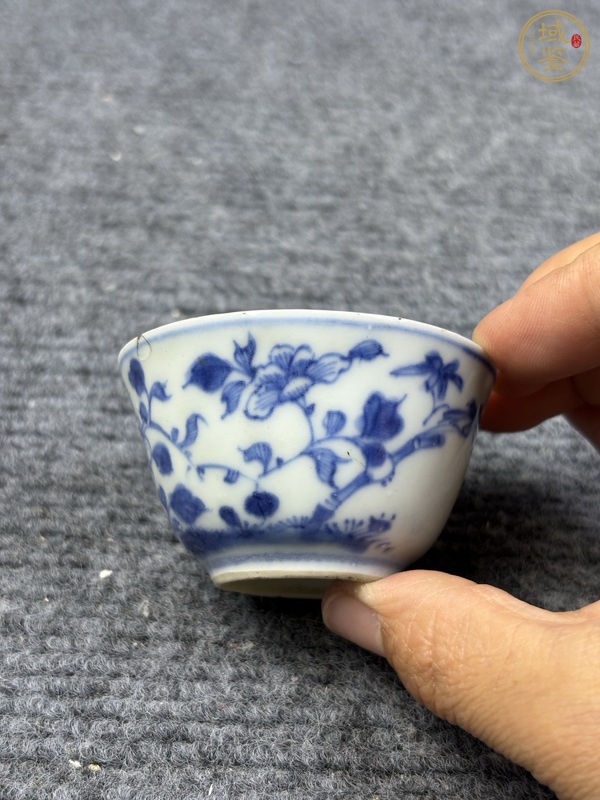 古玩陶瓷青花牡丹花卉紋杯真品鑒賞圖