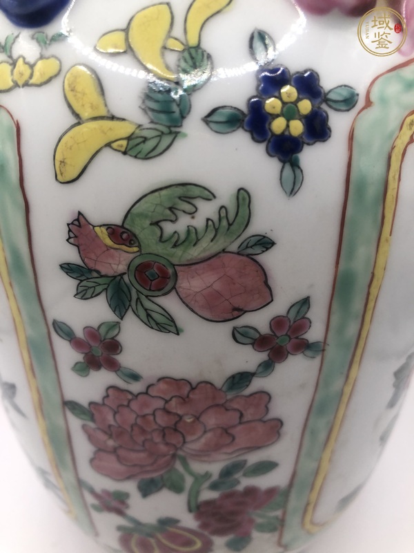 古玩陶瓷粉彩花鳥紋花口瓶真品鑒賞圖