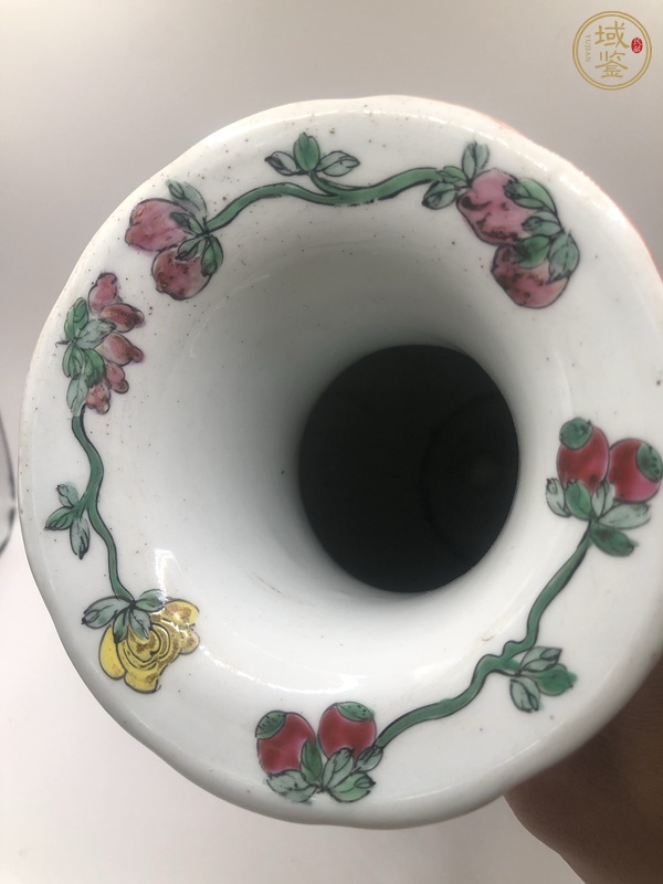 古玩陶瓷粉彩花鳥紋花口瓶真品鑒賞圖