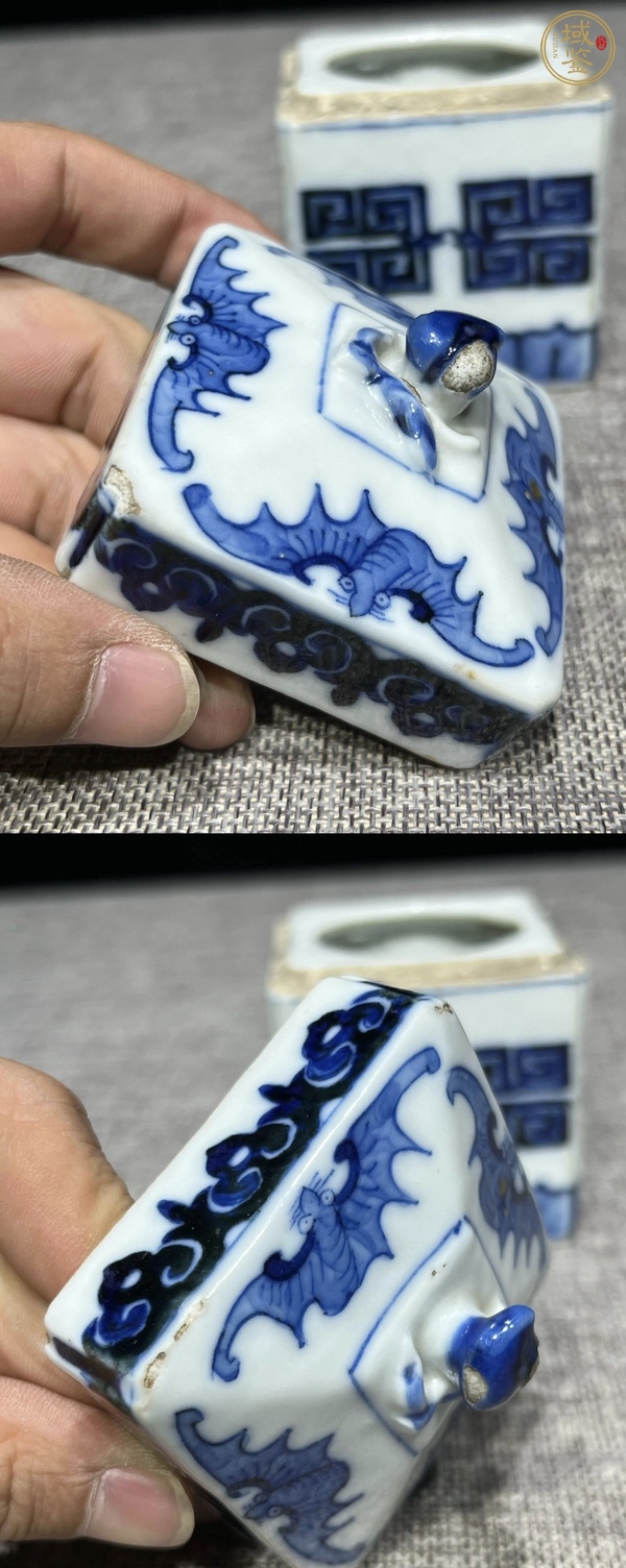 古玩陶瓷青花夔龍紋溫酒器真品鑒賞圖