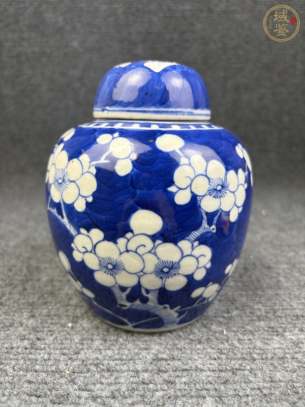古玩青花留白冰梅紋蓋罐真品鑒賞圖