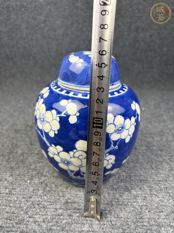 古玩陶瓷青花留白冰梅紋蓋罐真品鑒賞圖