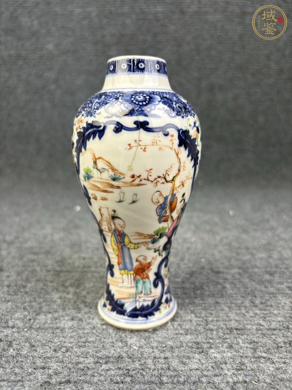 古玩陶瓷乾隆廣彩合家歡雞腿瓶真品鑒賞圖