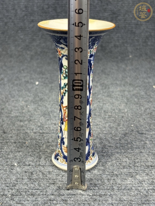古玩陶瓷乾隆廣彩合家歡花觚真品鑒賞圖