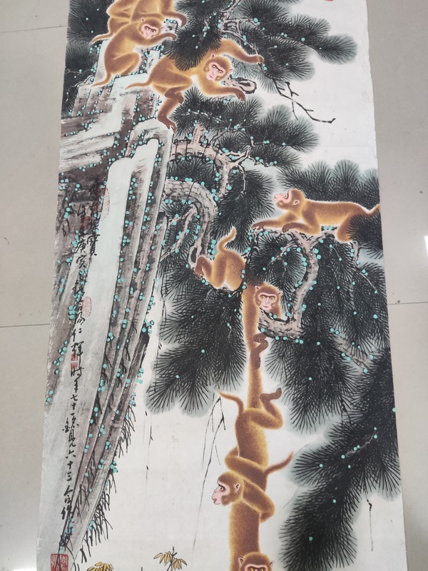 古玩字畫(huà)已故名家周仁輝夏銘見(jiàn)合作 猴子撈月拍賣(mài)，當(dāng)前價(jià)格10元
