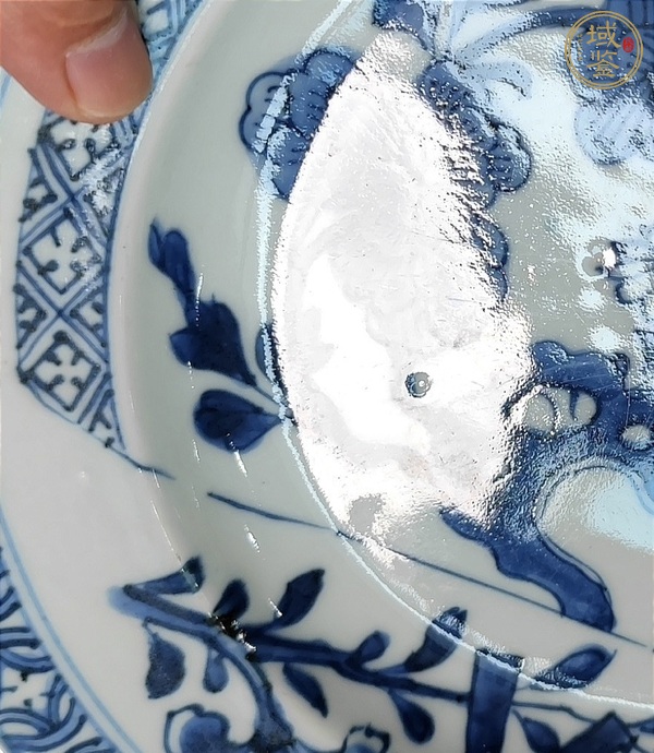 古玩陶瓷卷軸畫卷開光青花盤真品鑒賞圖