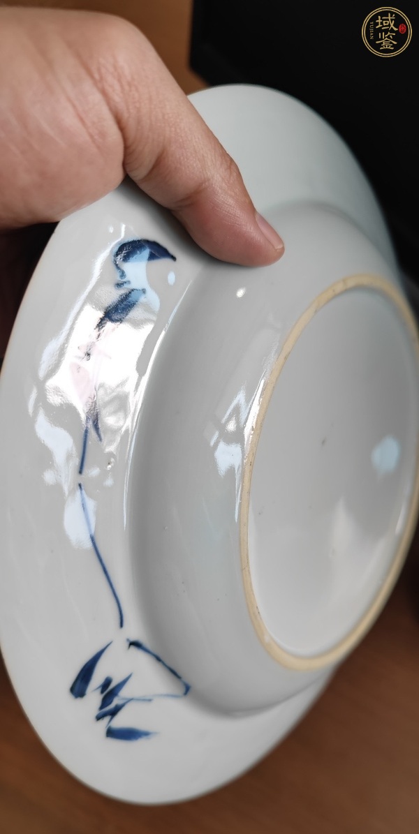 古玩陶瓷卷軸畫卷開光青花盤真品鑒賞圖