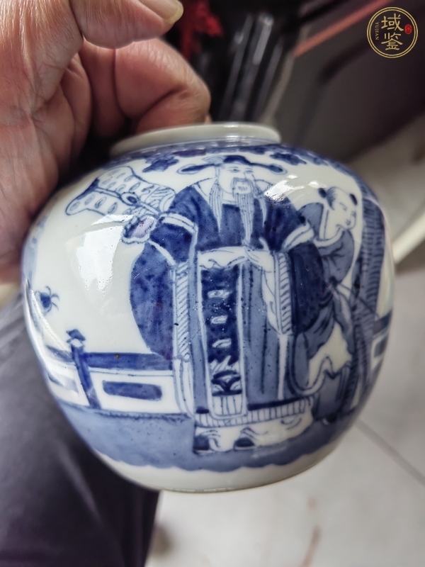 古玩陶瓷青花人物故事紋罐真品鑒賞圖