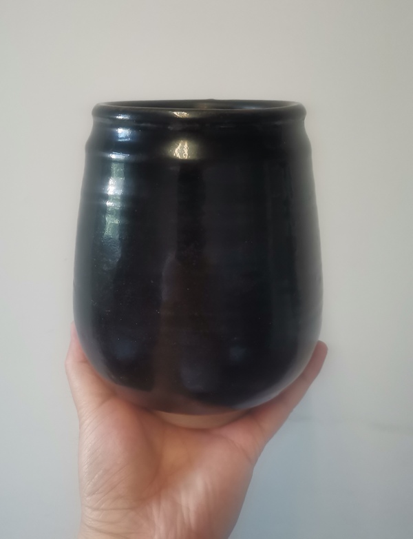 古玩轉賣磁州窯黑釉雞心罐形花器拍賣，當前價格199元