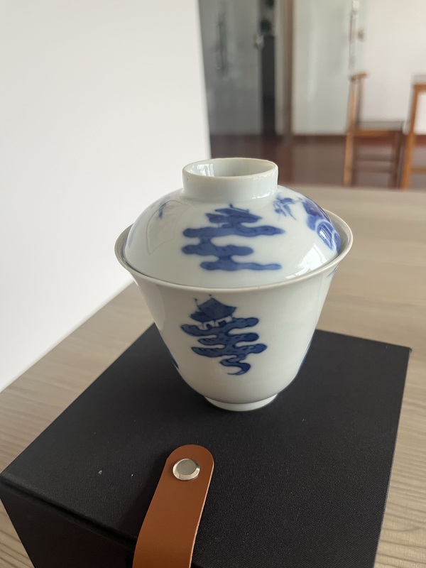 古玩陶瓷清道光青花仙人乘槎圖蓋碗拍賣，當(dāng)前價(jià)格5888元