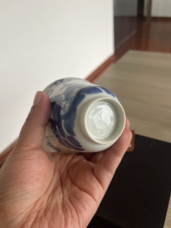 古玩陶瓷清道光青花仙人乘槎圖蓋碗拍賣，當(dāng)前價(jià)格5888元