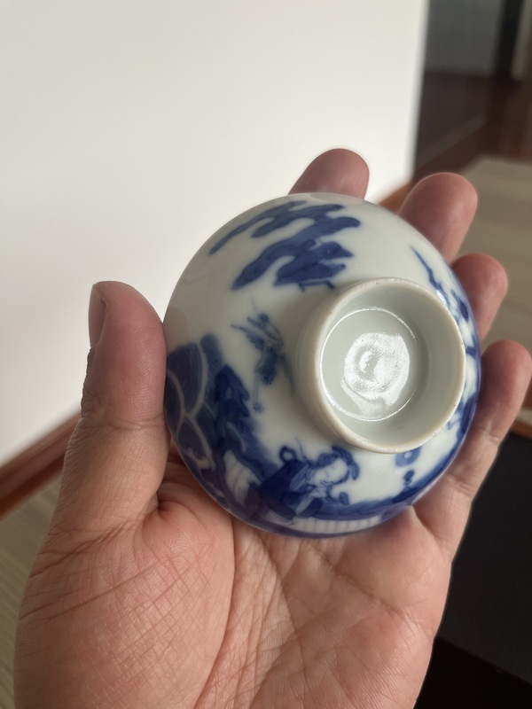 古玩陶瓷清道光青花仙人乘槎圖蓋碗拍賣，當(dāng)前價(jià)格5888元