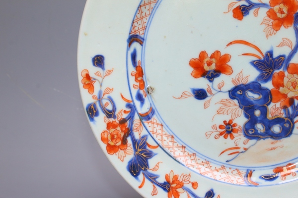 古玩陶瓷清康熙·青花礬紅描金折枝牡丹紋折沿盤拍賣，當(dāng)前價格168元