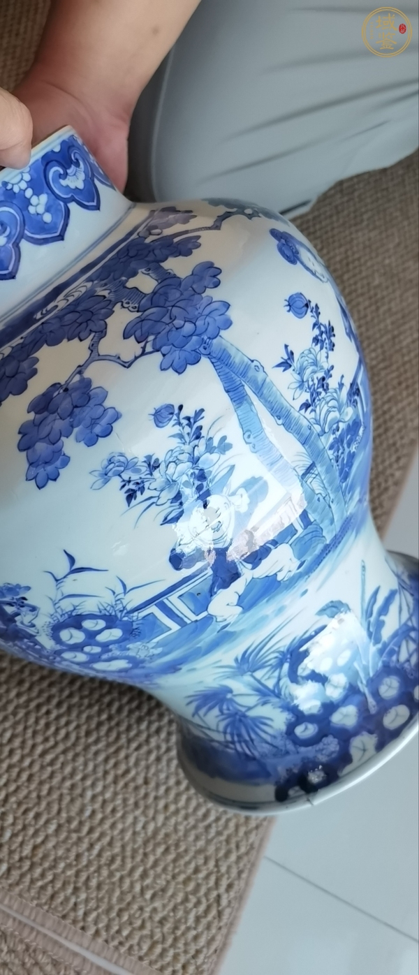 古玩陶瓷清光緒 青花美人帶子將軍罐真品鑒賞圖