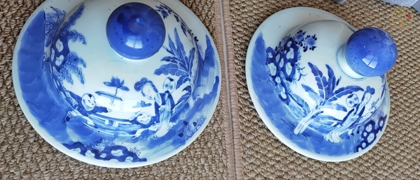 古玩陶瓷清光緒 青花美人帶子將軍罐真品鑒賞圖