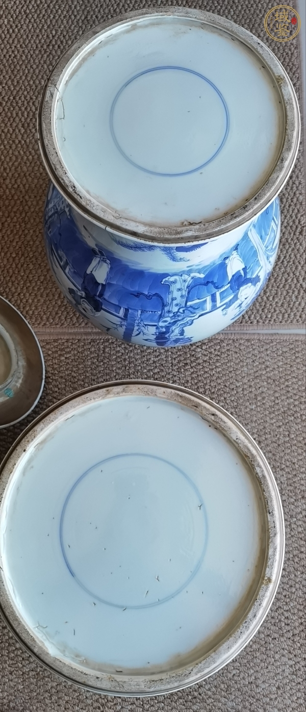 古玩陶瓷清光緒 青花美人帶子將軍罐真品鑒賞圖