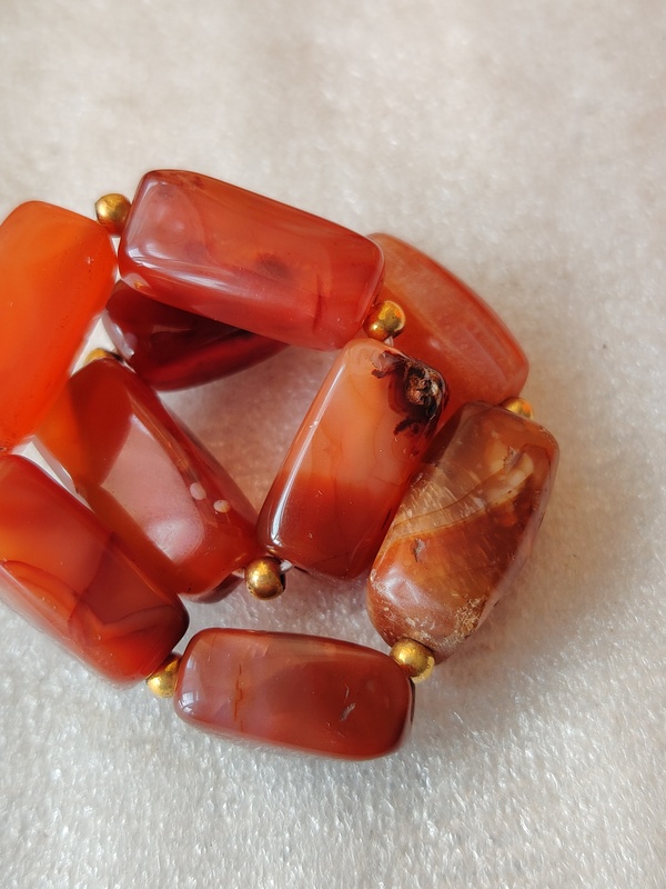 古玩玉器天然紅瑪瑙珠手串拍賣(mài)，當(dāng)前價(jià)格138元