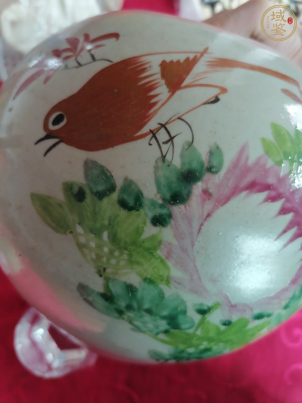 古玩陶瓷花鳥紋西瓜罐真品鑒賞圖