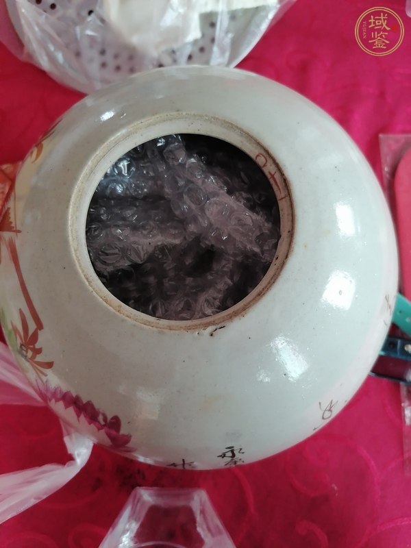 古玩陶瓷花鳥紋西瓜罐真品鑒賞圖