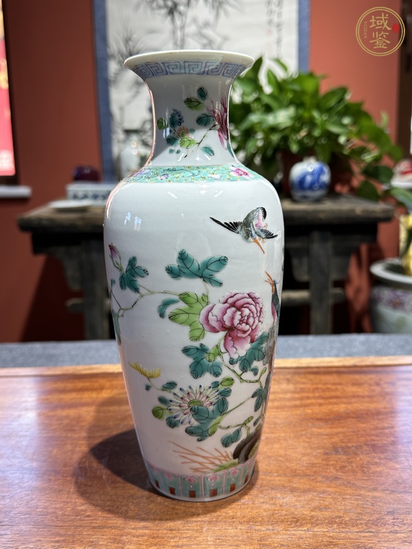 古玩陶瓷粉彩花鳥紋瓶真品鑒賞圖